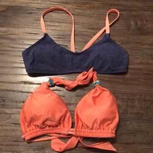 Two bikini tops